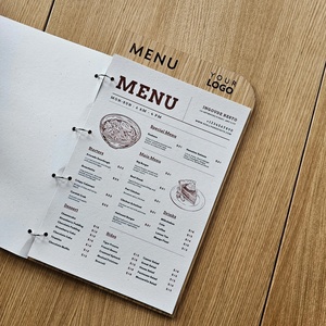 แฟ้มเมนูไม้ขนาดสั่งทำพร้อมห่วงร้อยสำหรับร้านกาแฟ บาร์ และร้านอาหาร - Product Image 6