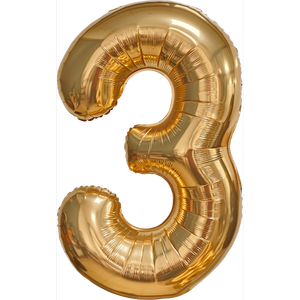 Palloncino Numero 3 in Foil Mylar Oro Champagne 1M per Decorazioni Festa - Product Image 1