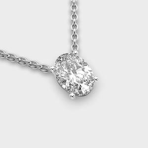 Pendentif solitaire en diamant taille ovale en argent sterling 925 massif - Product Image 2