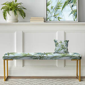 Tropical Zen Bamboo III Banco dorado Juego de sala de estar tapizado de lujo con estilo Zen - Product Image 2