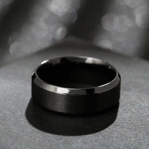 Jeulia <b>Black</b> <b>Titanium</b> Steel Men's Geometric Engagement <b>Ring</b> - Product Image 4