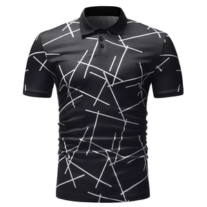 Polo décontracté d'été pour homme à manches courtes en polyester respirant avec tissu tricoté à motif uni - Product Image 4