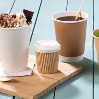 Gobelets en papier pour expresso, mini, ondulés, anti-brûlure, marron, 4 oz (100 ml), Ø 62 mm, pour café - 500 pcs/carton