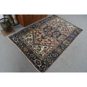 พรมวินเทจขนาด 3.9x6 ฟุต สีฟ้าสไตล์ตุรกี พรมลายตะวันตกเฉียงใต้ - Product Image 4