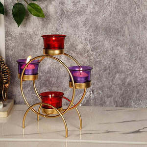 New Arrival <b>Tea</b> <b>Light</b> Holder With Glass Votive Metal Christmas Decoration for Parties-Iron Candle Stand with Box Packaging - Product Image 1