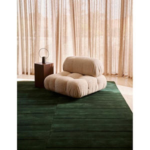 Alfombra Emerald Trace, Tamaño Personalizado, Lana de Nueva Zelanda, Tejida a Mano, Diseño Lineal Moderno, Alfombra Rectangular Minimalista Hecha a Mano para el Hogar - Product Image 1