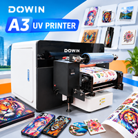 Printer UV Flatbed A3 Presisi Tinggi Komersial 300mm Dual XP600 CMYKWV untuk Bahan Datar TPU Roll to Roll Laminating