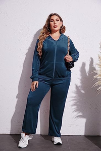 Otoño otoño talla grande venta al por mayor personalizado 2 uds Sudadera con capucha nueva Sudadera con capucha de terciopelo suave conjunto de chándal para mujer Sudadera con capucha Track Su - Product Image 6