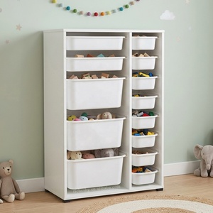 Meuble de rangement en plastique blanc à 13 compartiments <span class=keywords><strong>pour</strong></span> chambre d'enfant, unité de rangement en bois <span class=keywords><strong>pour</strong></span> jouets d'enfants - Product Image 1