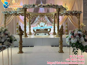 Cérémonie de mariage parfaite ronde Mandap London Meilleur mariage en bois sculpté à la main Mandap Anaya Mandap en bois pour les mariages indiens - Product Image 5