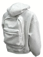 Veste à capuche oversize pour femme avec poche pour sac à dos, en tissu éponge, manteau d'hiver épais, vêtement d'extérieur multicouche, lavable en machine, non extensible