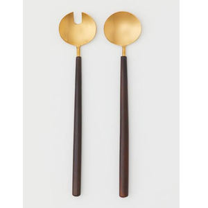 Venta caliente 11 pulgadas Acacia madera ensalada herramientas multifuncional hecho a mano servir tenedor y cuchara Juego de 2 para servir ensalada - Product Image 1