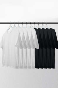 2025 verano nuevo producto American West Coast marca camisetas 100% 220g algodón peinado manga corta negro blanco sólido impreso - Product Image 2