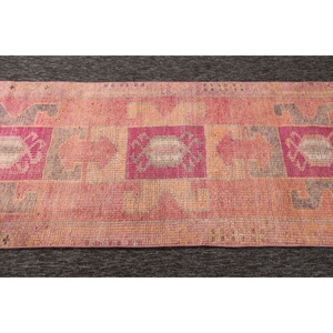 พรมเฮอร์กีตุรกีวินเทจ ขนาด 2.8x9.5 ฟุต สีชมพู ลายเรขาคณิตเล็กๆ - Product Image 5