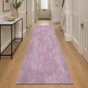 <b>RUGS</b> DEPOT LXDP-0748 Wholesale Pink Plum Contemporary Geometric Digital Printed Machine Washable Chenille Area <b>Rug</b> <b>Non</b> <b>Slip</b> - Product Image 5