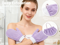 Gants de bain en viscose écologiques personnalisés en gros, exfoliants, gants de hammam marocains Kessa, éponge de gommage