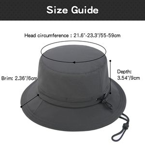 Casquette de randonnée imperméable à l'eau avec logo personnalisé résistant à la protection UV Chapeau de pêcheur Boonie à large bord avec ficelle - Product Image 5