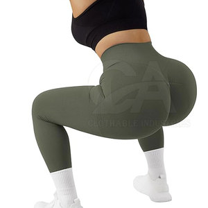 Leggings de yoga élastiques taille haute pour femme, pantalon de sport long, vêtements de sport pour femme, leggings longs froncés à l'arrière en promotion - Product Image 6