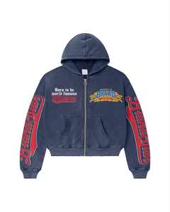 Relicstar calidad logotipo personalizado sudaderas Unisex estampado gráfico sudaderas con cremallera cremalleras algodón Rhinestone Streetwear Sudadera con capucha - Product Image 4