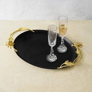 Plateau de table design fantaisie en aluminium noir, plateau de service en métal, plateau de service décoratif pour la maison, la cuisine, la salle à manger, plateau de service pour collations, en vente - Product Image 3
