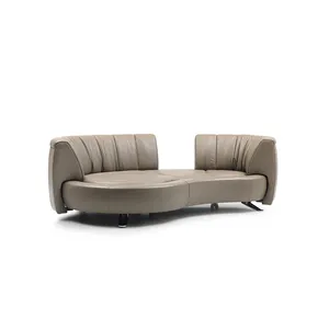 Swiss Desede Sofa 360-degree Rotating Backrest Curved Push-pull Movable Leather Three-person Sofa