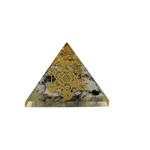 Pirámide de orgón de piedra lunar arcoíris-Cubo de metatrones para conexión divina y armonía - Product Image 1