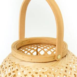 Linterna de bambú al por mayor lámpara colgante personalizable decoración del hogar hecha a mano resistente y elegante con vela disponible en marrón - Product Image 5