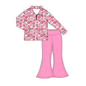 Pre-ordenar Conjunto <span class=keywords><strong>de</strong></span> Ropa para Bebés Niñas: Sudadera con Cremallera <span class=keywords><strong>de</strong></span> Manga Larga y Pantalones Acampanados <span class=keywords><strong>de</strong></span> Color Liso, Estilo Yoga, para Primavera y San Valentín - Product Image 3