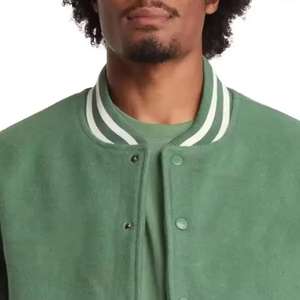 Chaqueta universitaria de alta calidad 100% algodón para hombre, con logotipo bordado personalizado, color azul marino sólido, chaqueta universitaria para hombre - Product Image 3