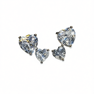 Orecchini a perno con taglio a cuore bianco champagne, gioielli eleganti da donna alla moda - Product Image 1