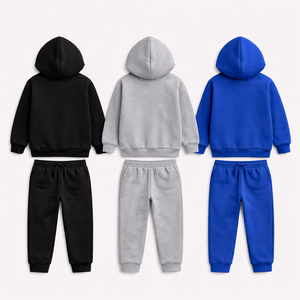 Felpe e Pantaloni da Jogging per Bambini in Cotone 80% Poliestere 20% con Logo Personalizzato, Set in Pile Nero per Ragazzi - Product Image 3