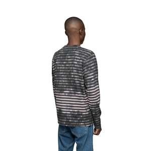   Camiseta Oversize para Hombre con Rayas Bleach, Manga Larga, Cuello Redondo, 100% Algodón Jersey, Logos con Serigrafía por Descarga 300 - Product Image 2