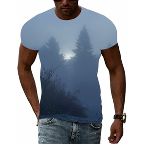 Camiseta de manga corta con diseño personalizado OEM para hombre, tejido de poliéster transpirable con patrón, estilo informal impreso por sublimación - Product Image 2