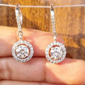 925 <b>Sterling</b> <b>Silver</b> White Moissanite Earring <b>Stud</b> ,Beautiful Earring Study ,Gift for Bridal Earrings Anniversary and Birthday. - Product Image 1