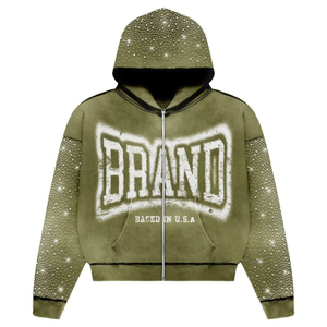 Sweat à capuche zippé 100% coton pour femmes Design brodé à la mode Street Fashion Sweat à capuche zippé confortable - Product Image 6