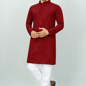 Hot Selling Indian Traditional Wear Self Design Multicolor Full Sleeve Kurta Pajama for Men from Indian Supplier