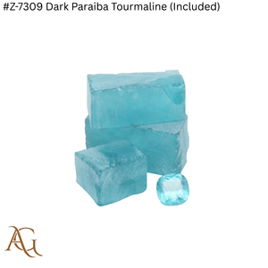 Nano Diamante en Bruto Cultivado en Laboratorio # Turmalina Paraiba Oscura Z 7309 (Incluida), Gema de Color Azul Neón, Sintética, Simulada, Creada en Laboratorio, Nanosital - Product Image 3