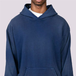 Sweat à capuche vintage en molleton de coton recyclé lourd avec logo personnalisé, manches longues, impression gonflée lavée pour service OEM - Product Image 6