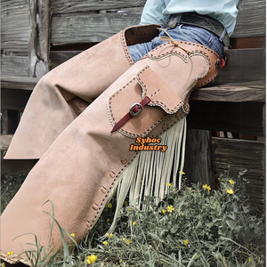 Mới Phong Cách Phương Tây Chính Hãng Da Bò Da Chaps Thanh Niên Cưỡi Ngựa Cao Bồi Da Quần Với Da Chinks - Product Image 5