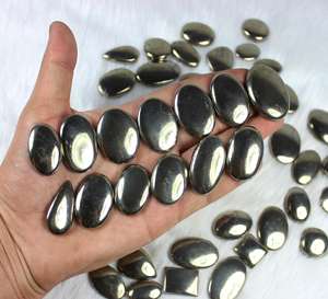 Offre Spéciale naturel doré pyrite ovale Cabochon dos plat pierre précieuse en vrac pour la fabrication de bijoux pendentif fait main en argent fabrique - Product Image 6