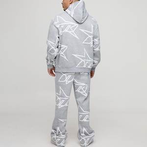 Vente en gros de survêtements gris avec logo imprimé sur mesure pour hommes, survêtements vintage très exigeants pour l'hiver, ensembles personnalisés respirants pour hommes - Product Image 2