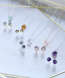 ชุดสร้อยคอต่างหูพลอยดิบแบบมีสายสร้อยคอแบบมีสายประดับอัญมณีแบบหยาบชุดต่างหูสร้อยคอทำด้วยมือสีเงิน Boho - Product Image 5