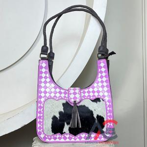 Bolso de Hombro de Cuero con Diseño a Cuadros para Mujer, Bolso de Mano de Cuero Vacuno Genuino de Lujo, Venta Caliente 2026 - Product Image 1