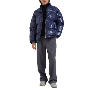 <b>Men's</b> Lightweight Polyester Winter <b>Jacket</b> Thick Windproof Puffer Bomber Oversized Stand Collar <b>Warm</b> Streetwear OEM Service - Product Image 4