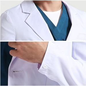 Best Quality Design Nurse Hospital Uniforms <b>Long</b> Sleeve Lab <b>Coat</b> 100% Polyester Women <b>Men</b> Unisex Scrub Label Doctor Uniform - Product Image 3