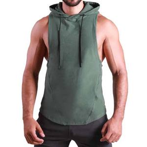 Custom LOGO Mens Sports Pullovers Fitness Tank Top Hoodies Muscle Bodybuilding <b>Sleeveless</b> Gym <b>Hoodie</b> - Product Image 1