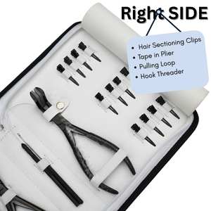 Kit d'outils pour extensions capillaires DIY : applicateur de ruban, micro-crimpeur, outil de coupe, extracteur de perles, boucle de tirage, crochet et ciseaux - Product Image 4