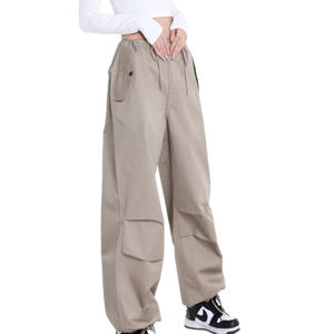 Callie Mangan Pantalon Cargo Taille Haute Jambe Polyvalente Jambe Large Décontracté Minceur Style Cordon - Product Image 4