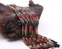 Venta caliente 4-4,5mm Natural Multi turmalina facetada Rondelle forma cuentas superior sandía turmalina joyería cuentas de piedra