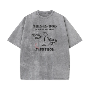 Streetwear vintage délavé à l'acide 100% jersey de coton imprimé graphique haut t-shirt surdimensionné pour hommes - Product Image 4